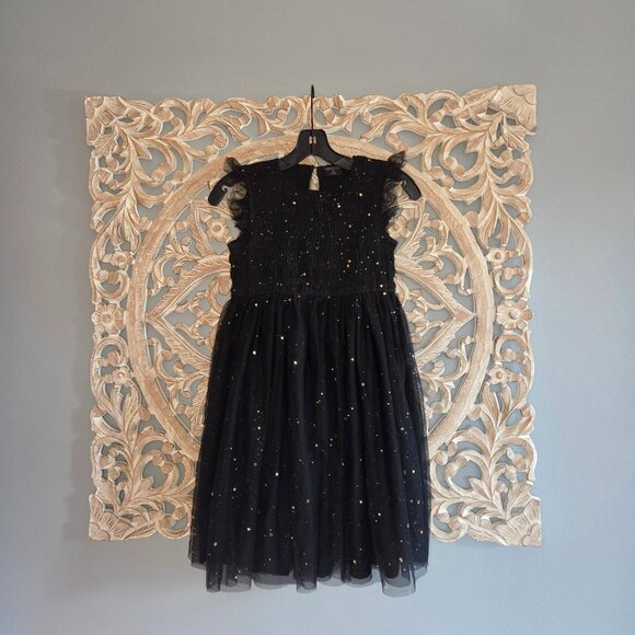 Crew Cuts Girls Sz 10 Black Star flutter-sleeve dress Party - Picture 6 of 8